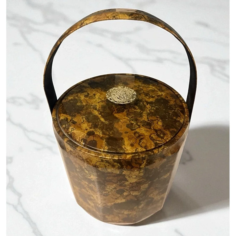 Vintage Shelton Ware Ice Bucket Tortoise 60s Mid Century Retro USA MCM
